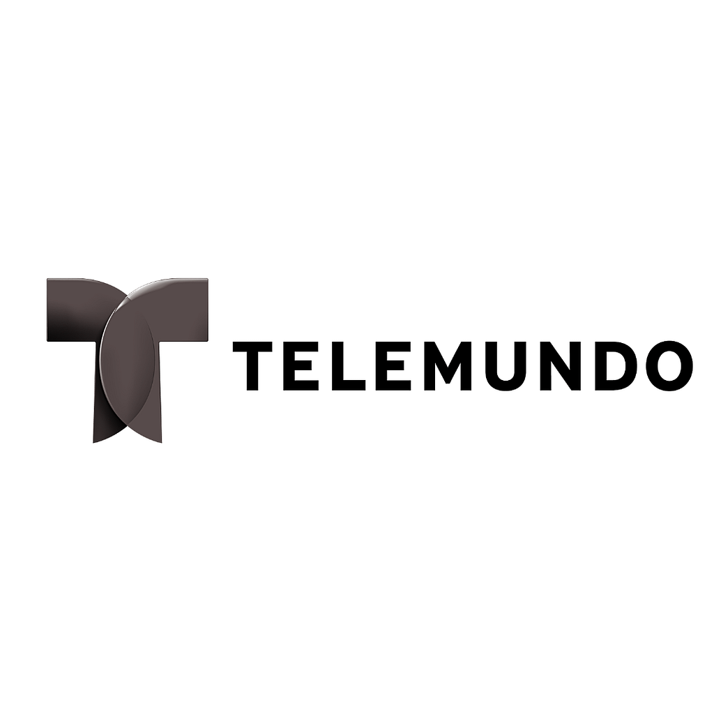 Telemundo logo in black on white background.