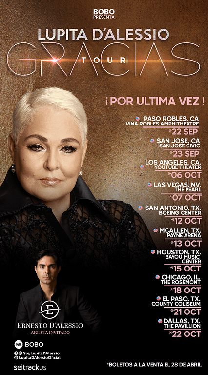 Promotional image for Lupita newest Tour Gracias US Tour